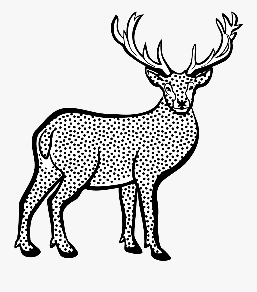 Lineart Big Image Png - Deer Black And White Clip Art, Transparent Clipart