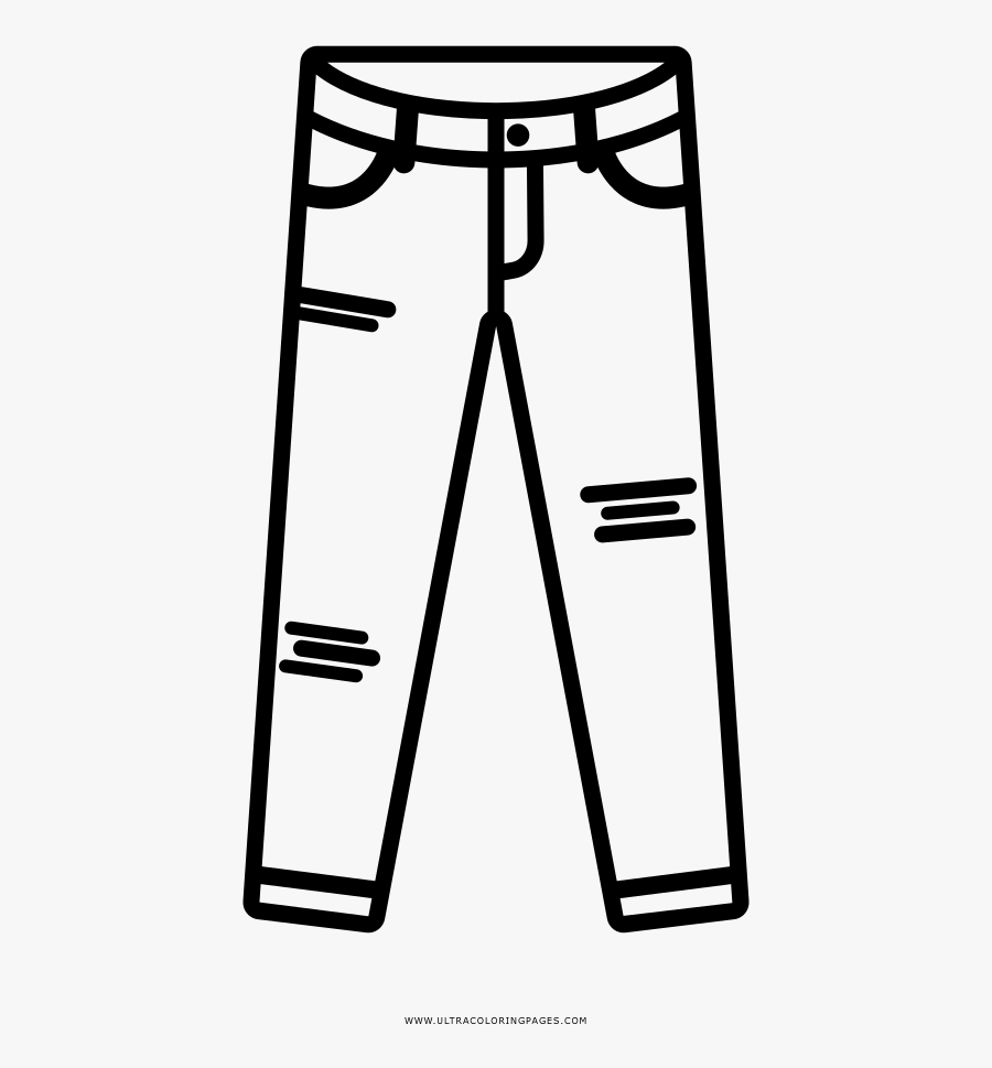 Clip Art Jeans Drawing - Ripped Jeans Coloring Page, Transparent Clipart