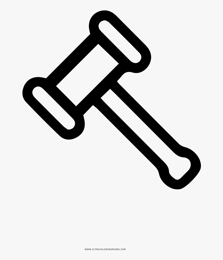Gavel Coloring Page - Judge Hammer Line Icon, Transparent Clipart