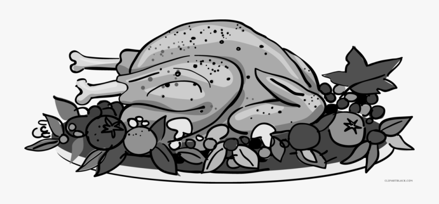 Transparent Turkey Clipart Black And White - Thanksgiving Turkey Clipart Food, Transparent Clipart