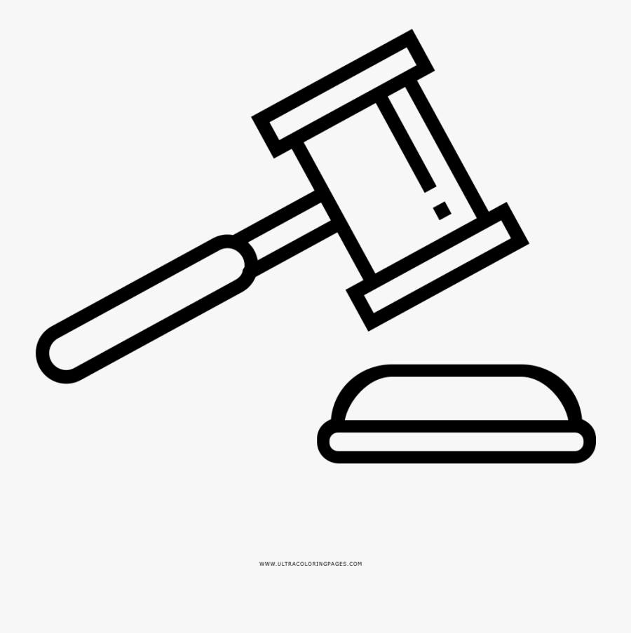 Gavel Coloring Page - Auction Symbol White, Transparent Clipart