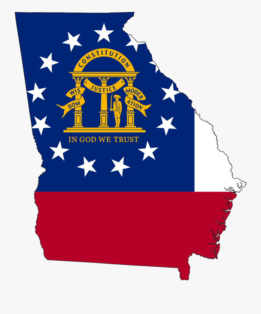 Ga - Georgia State Flag Map, Transparent Clipart