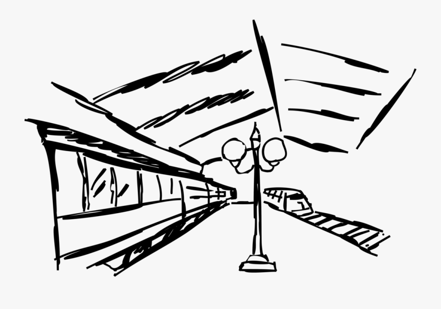 Train Or Subway Station Loading Platform - Sketch, Transparent Clipart