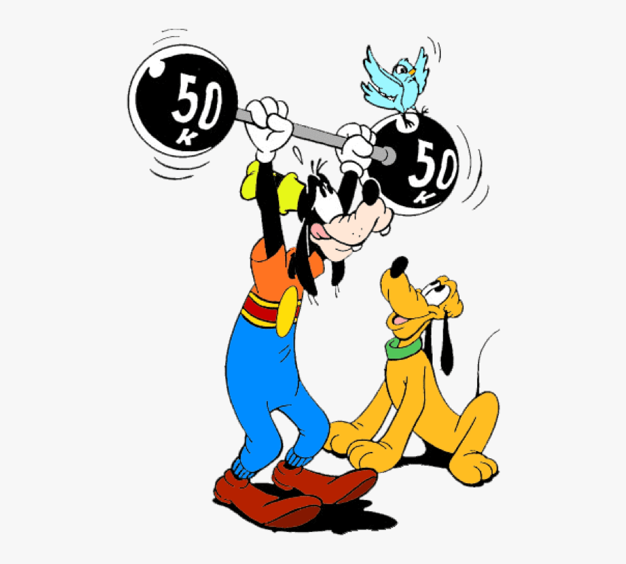 Disney Characters Lifting Weights, Transparent Clipart