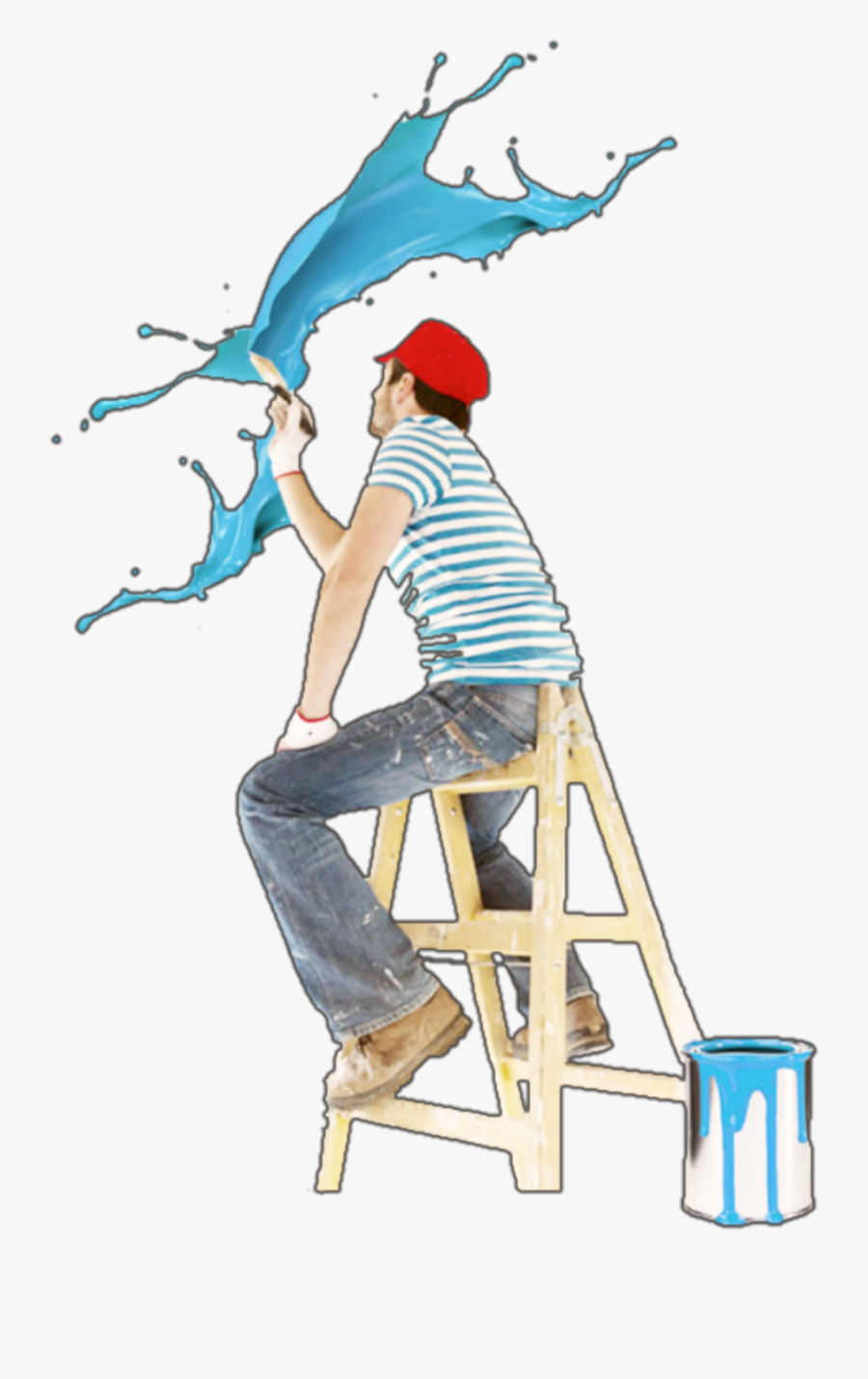 # Painter #ladder #surreal - Man Painter On Ladder Png, Transparent Clipart