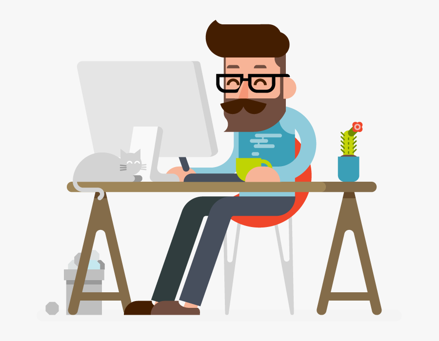 Transparent Working At Desk Clipart - Devops Developer, Transparent Clipart