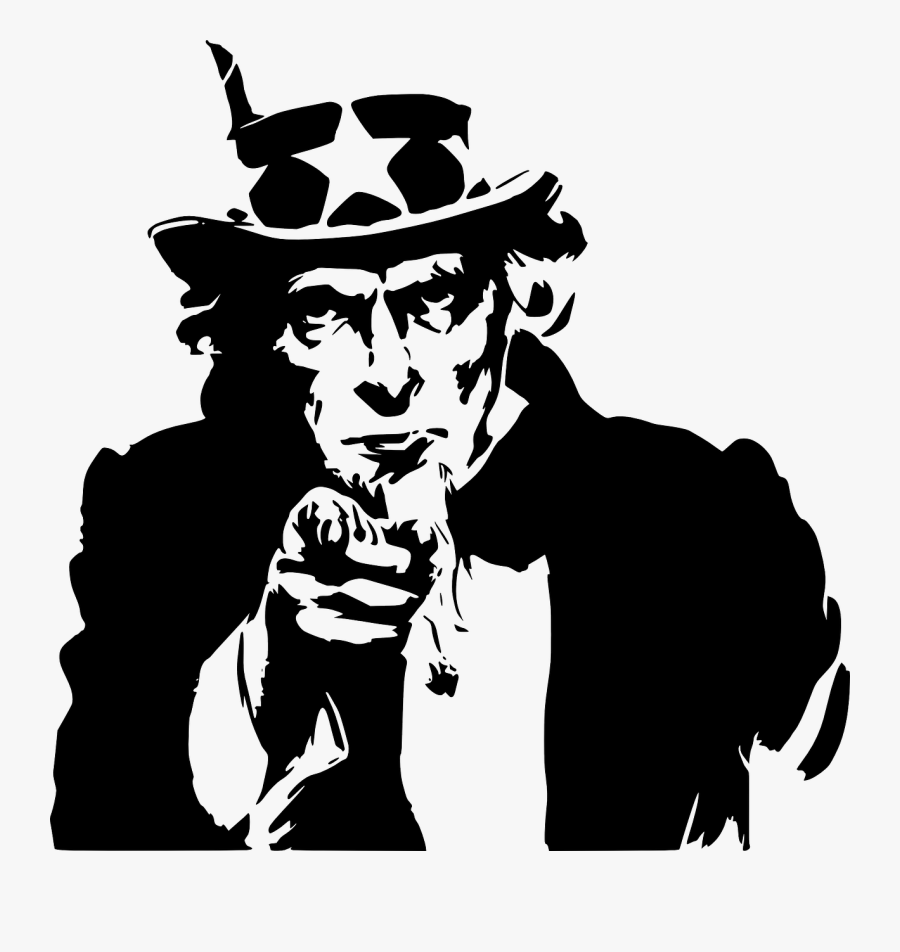 Want You Uncle Sam Black And White, Transparent Clipart