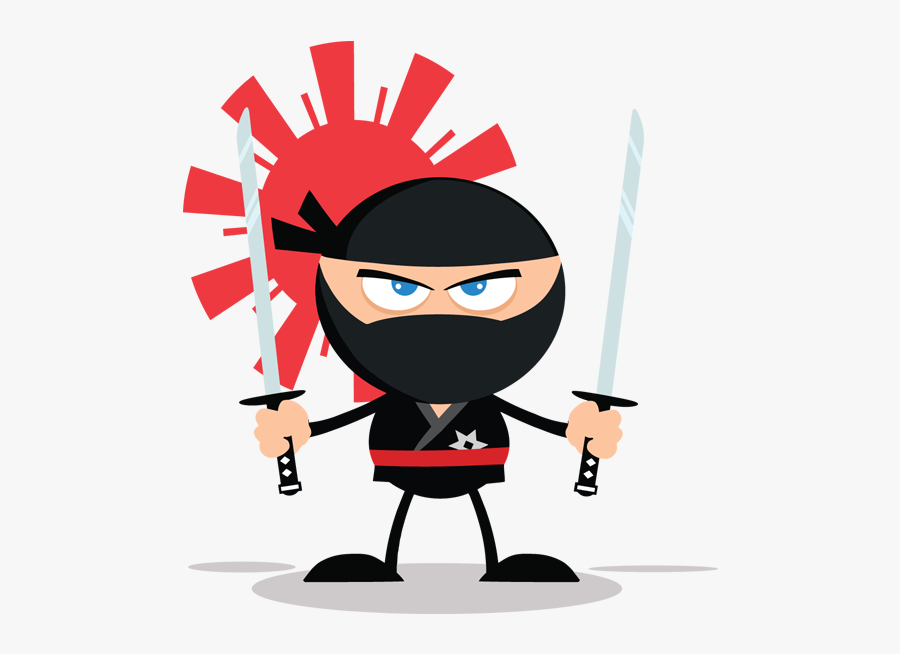 Ninja Warrior Cartoon Mascot Character With Two Katana - Cartoon Ninja, Transparent Clipart