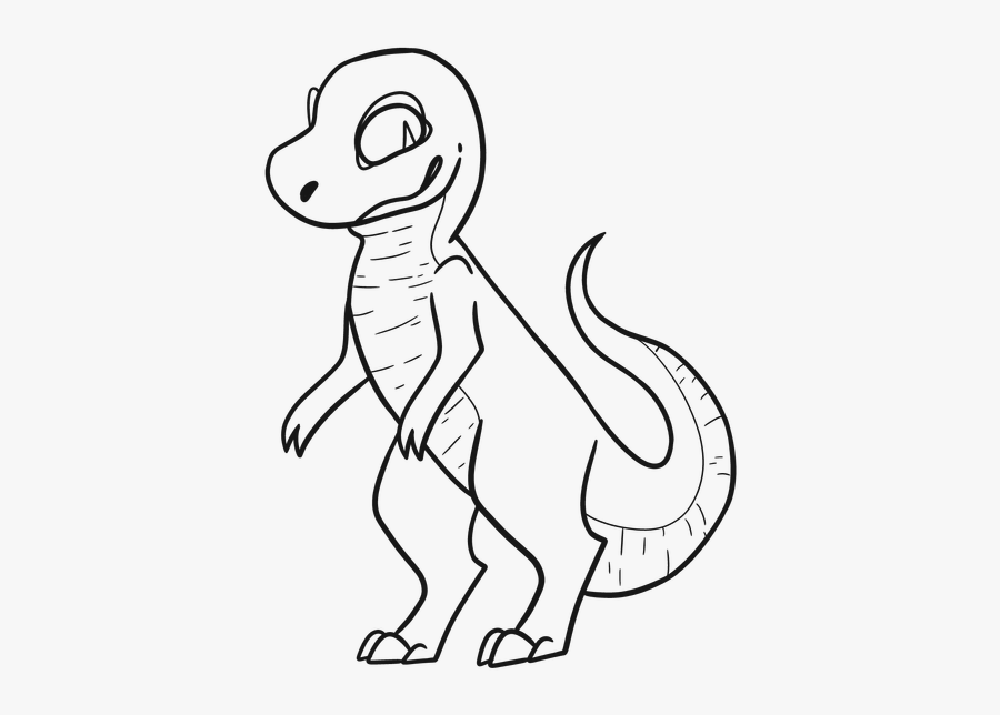 Lineart Clipart Dinosaur - Cartoon, Transparent Clipart