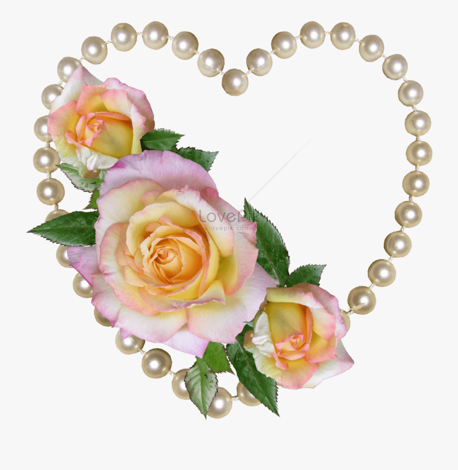 Clip Art Rose Pearl Background Photo - Romantic Heart Flower, Transparent Clipart