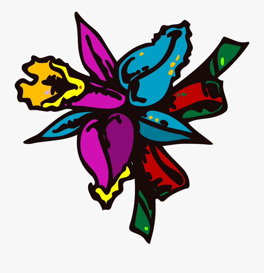 Rainbow Daffodil Svg Clip Arts - Cartoon Flowers, Transparent Clipart
