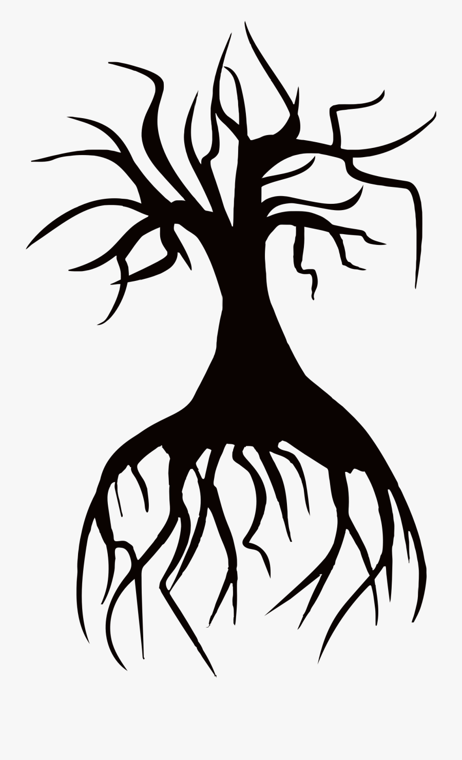 Transparent Tree Roots Silhouette Png - Dying Tree With Roots, Transparent Clipart