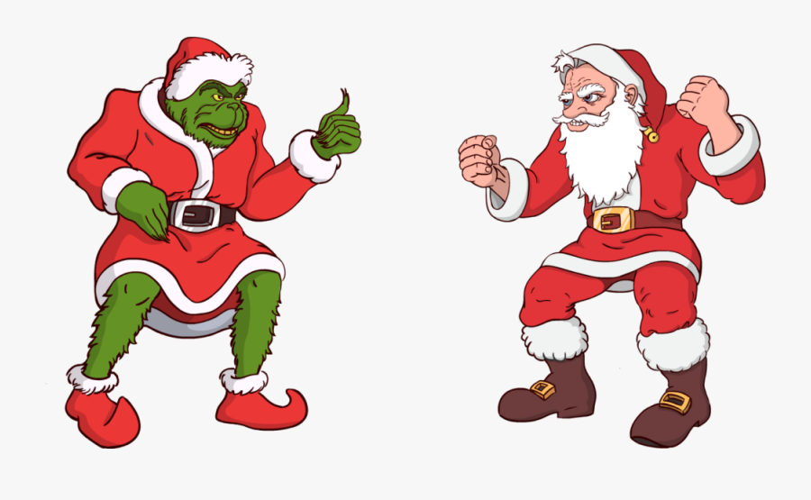 Illustrations Color Digital Painting - Santa Claus Vs Grinch, Transparent Clipart