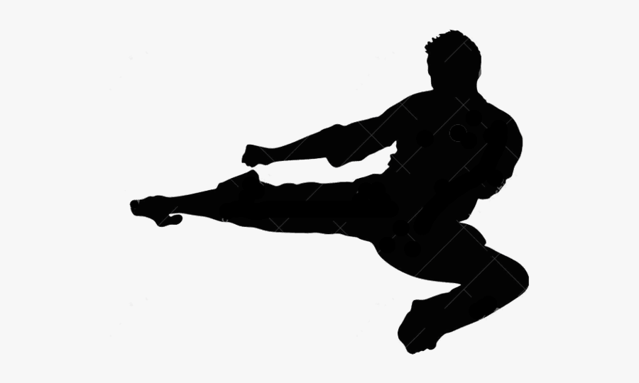 Silhouette Flying Kick Taekwondo Martial Arts - Taekwondo Logo Flying Kick, Transparent Clipart