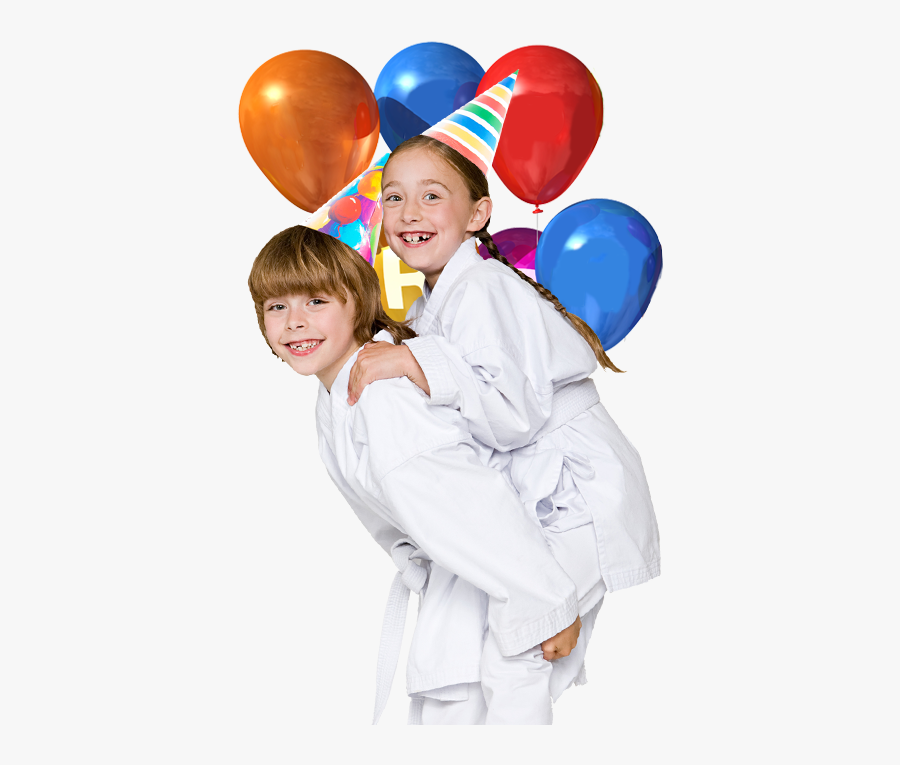 Kids Wearing Birthday Party Hats - Happy Birthday Balloons, Transparent Clipart