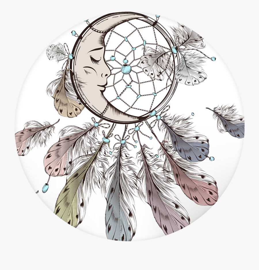 Pop Grip Dream Catcher - Moon Shaped Dream Catcher Drawings, Transparent Clipart