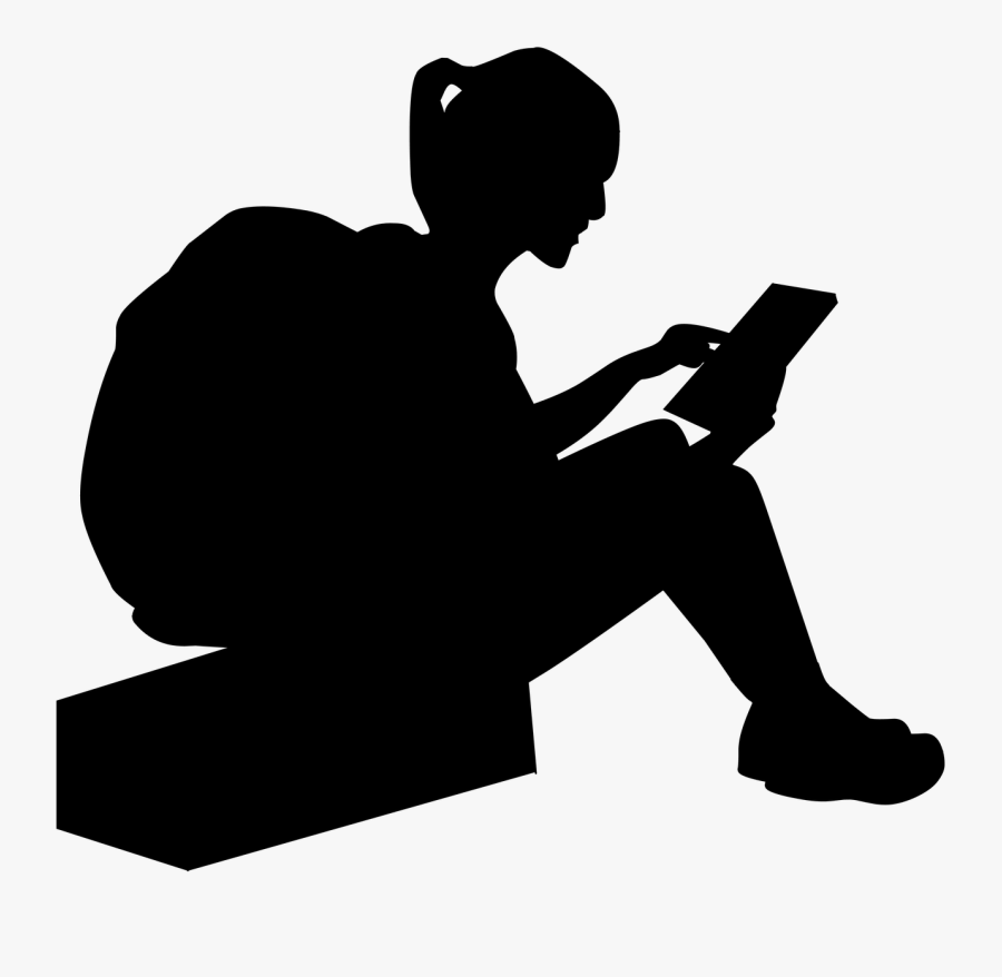 Transparent Traveling Clipart - Silhouette Girl Reading Transparent, Transparent Clipart