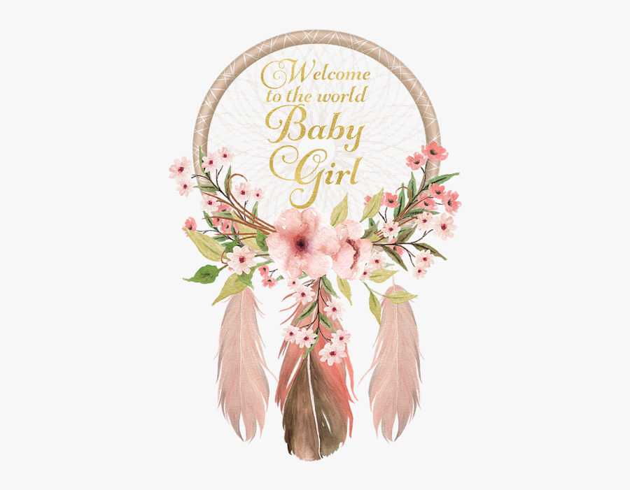 Clip Art Dream Catcher With Flowers - Baby Girl Poster, Transparent Clipart