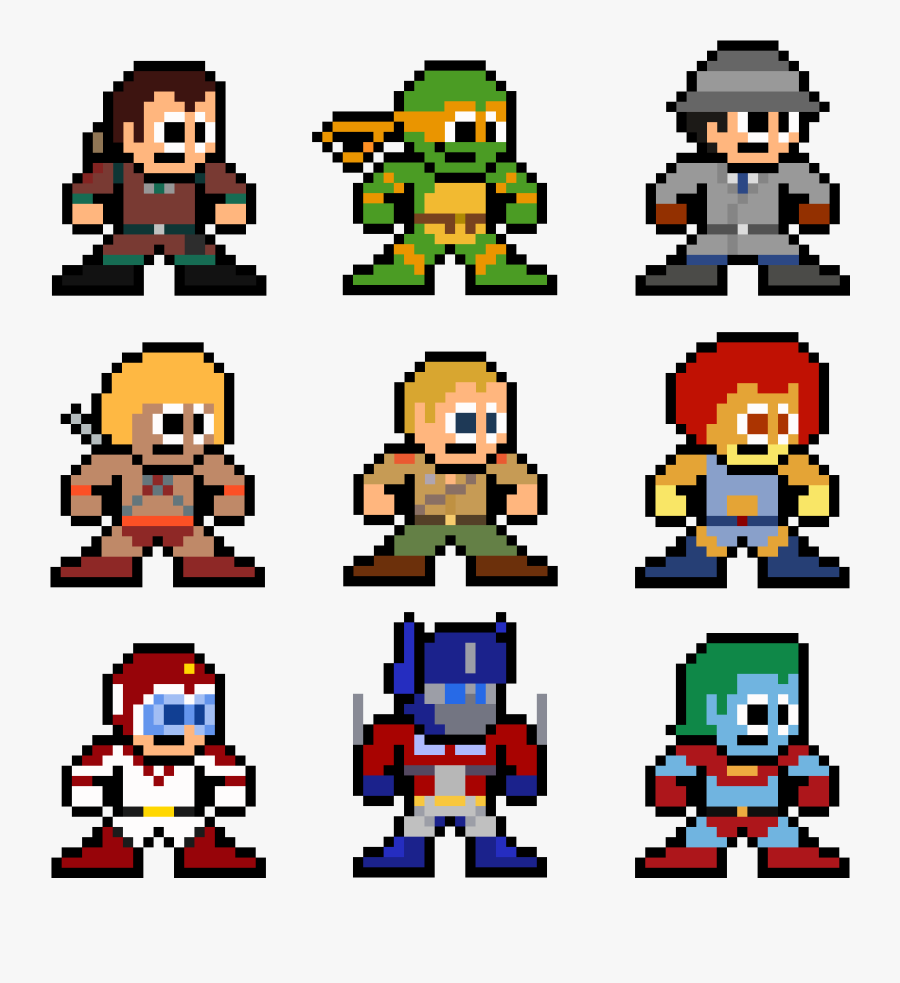 8-bit 80s Cartoon Heroes Nerd Crafts, Perler Bead Art, - Cartoon 8 Bit, Transparent Clipart