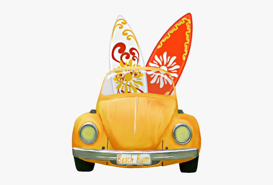 Car Traveling Clipart - Volkswagen And Surfboard Clipart, Transparent Clipart