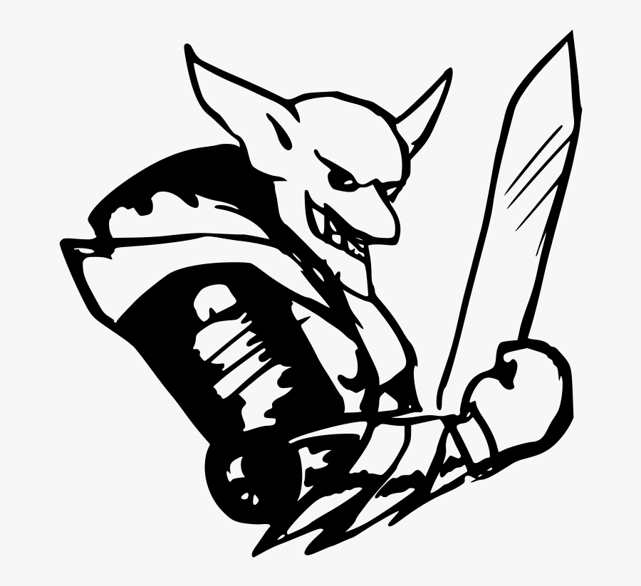 Warrior Clipart Free For Download - Goblin Black And White, Transparent Clipart