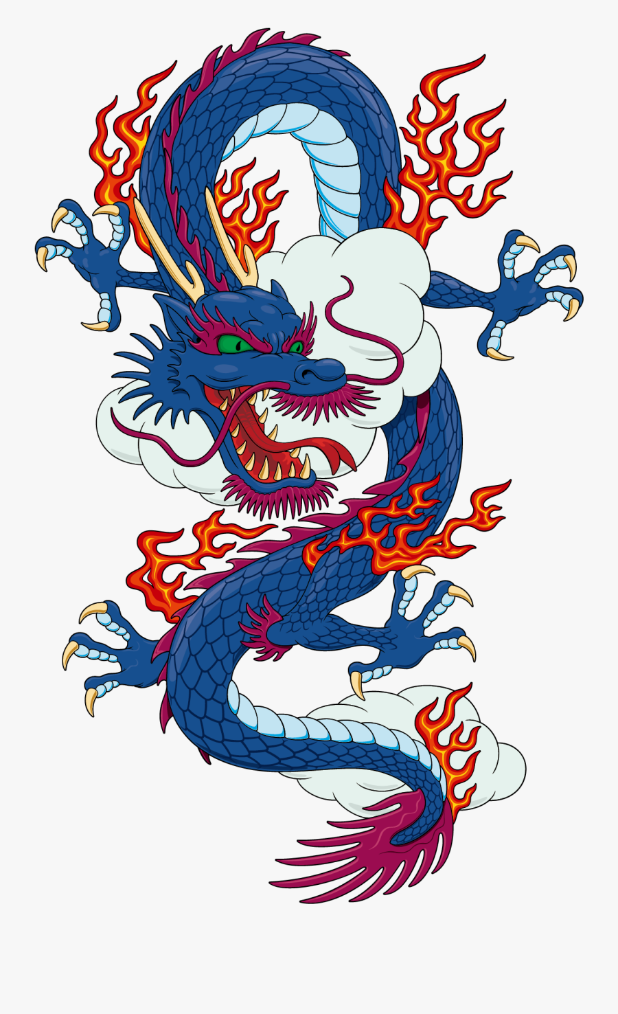 Blue Chinese Material Japanese Dragon T-shirt Vector - Japanese Chinese Dragon T Shirts, Transparent Clipart