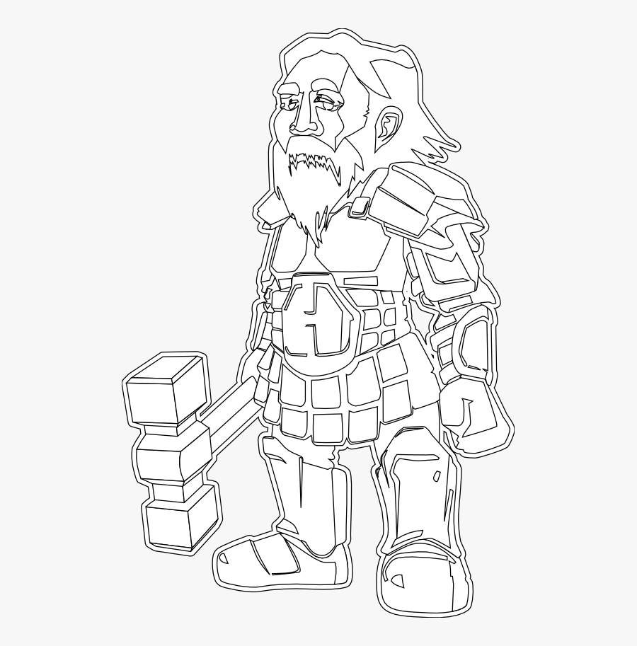 Dwarf Warrior Black White Line Art Christmas Xmas Toy - Illustration, Transparent Clipart