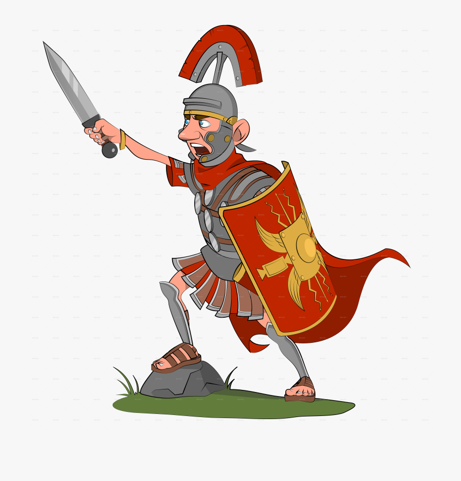 Transparent Warriors Clipart - Cartoon Roman Soldier Png, Transparent Clipart