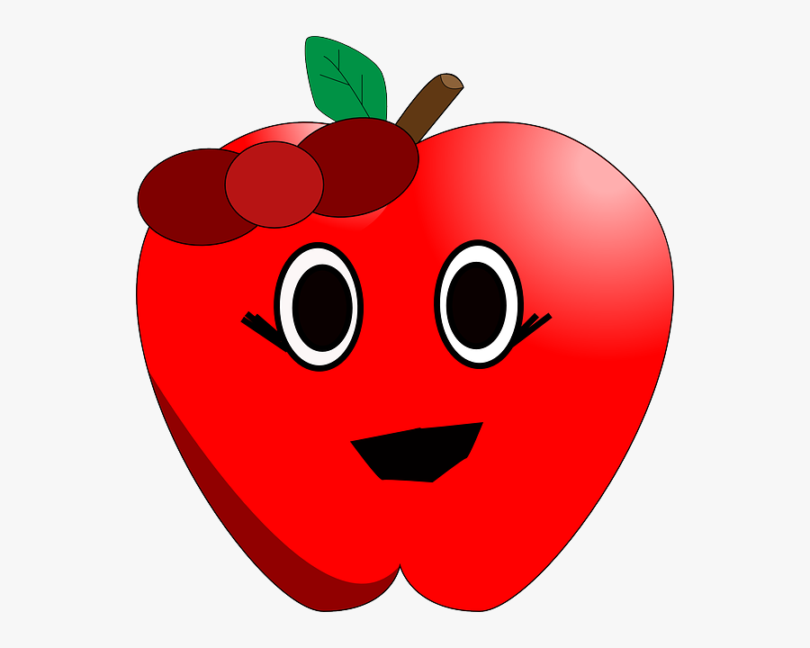 Apple With Eyes And Mouth, Transparent Clipart