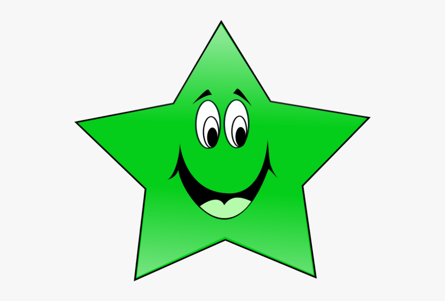 Smiling - Eyes - Clipart - Green Star With Face, Transparent Clipart