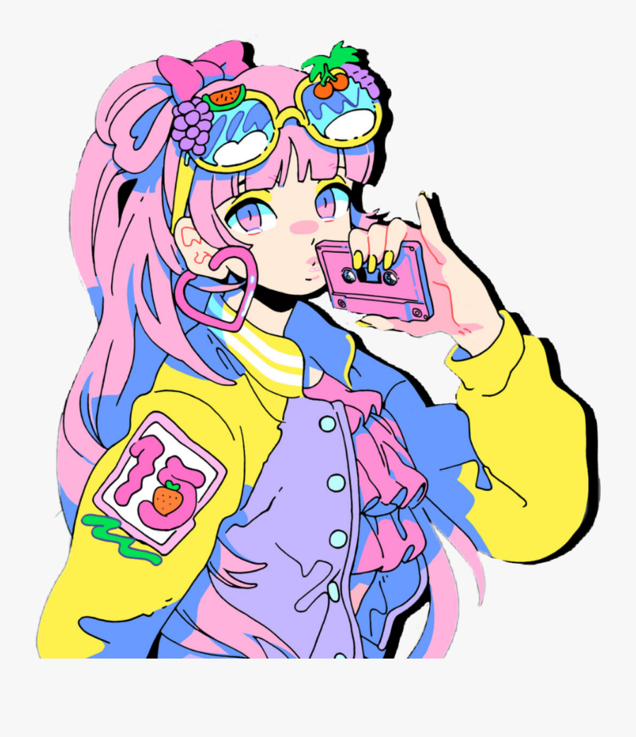 #anime #girl #kawaii #neon #rainbow #80s #moeshop - Moe Shop Baby Pink, Transparent Clipart