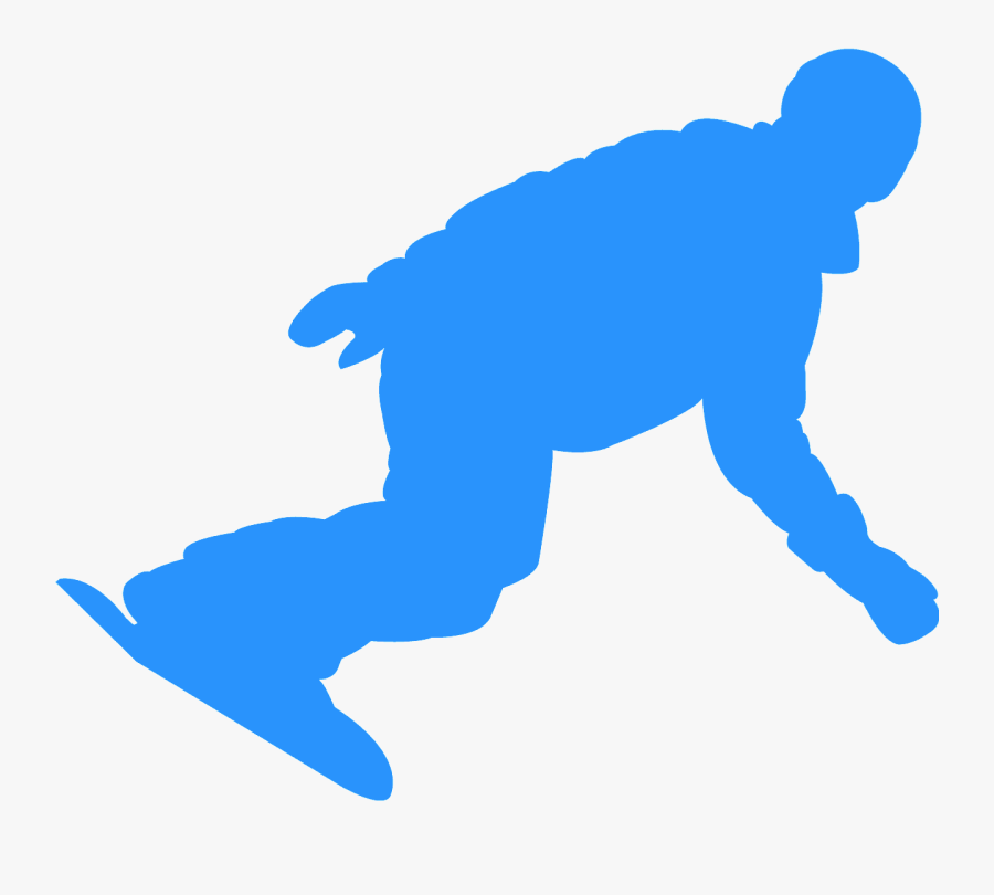 Snowboarder Silhouette Blue, Transparent Clipart