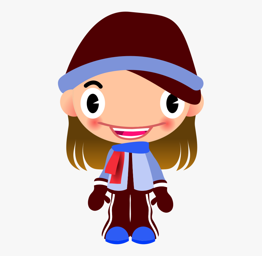 Talking Girl In Warm Sports Clothes Clip Art - Girl With Big Hat Clipart, Transparent Clipart