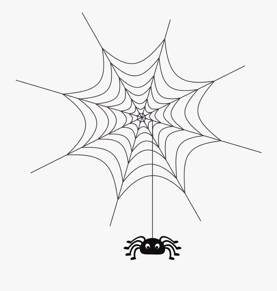 Transparent Halloween Spider Clipart Black And White - Line Art, Transparent Clipart