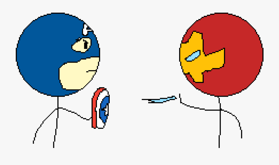Captain American Civil War But With Stickfigures Clipart - Cartoon, Transparent Clipart