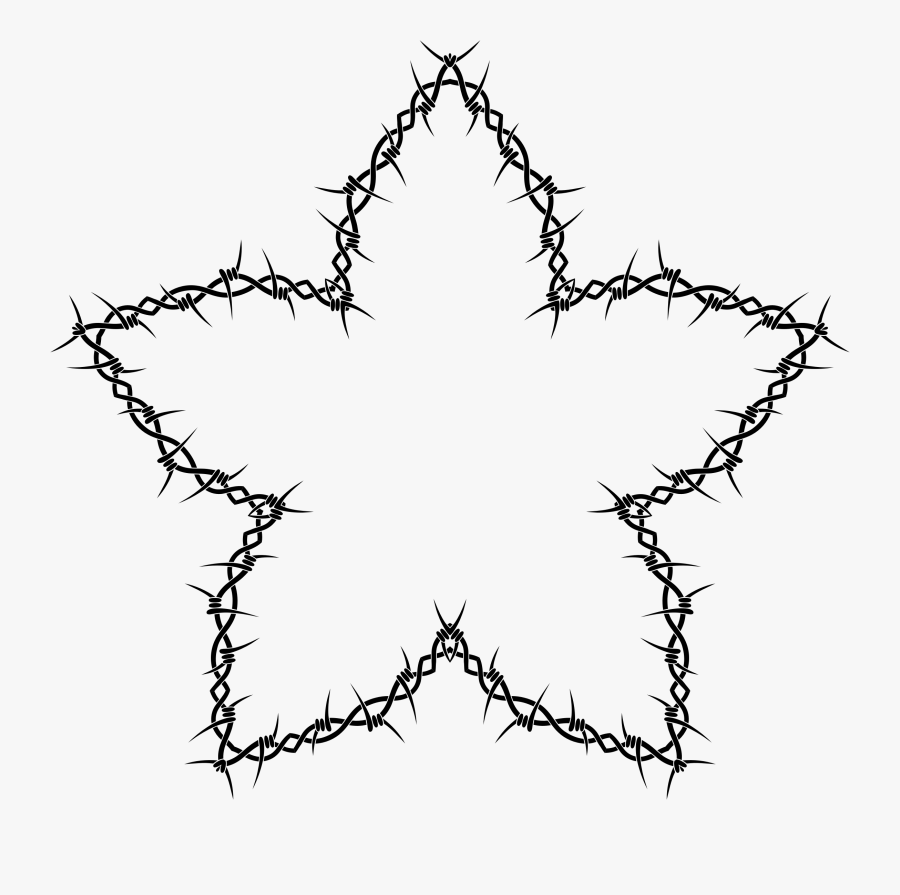 Barbed Wire Star Clip Arts - Motif Bunga Hitam Putih, Transparent Clipart