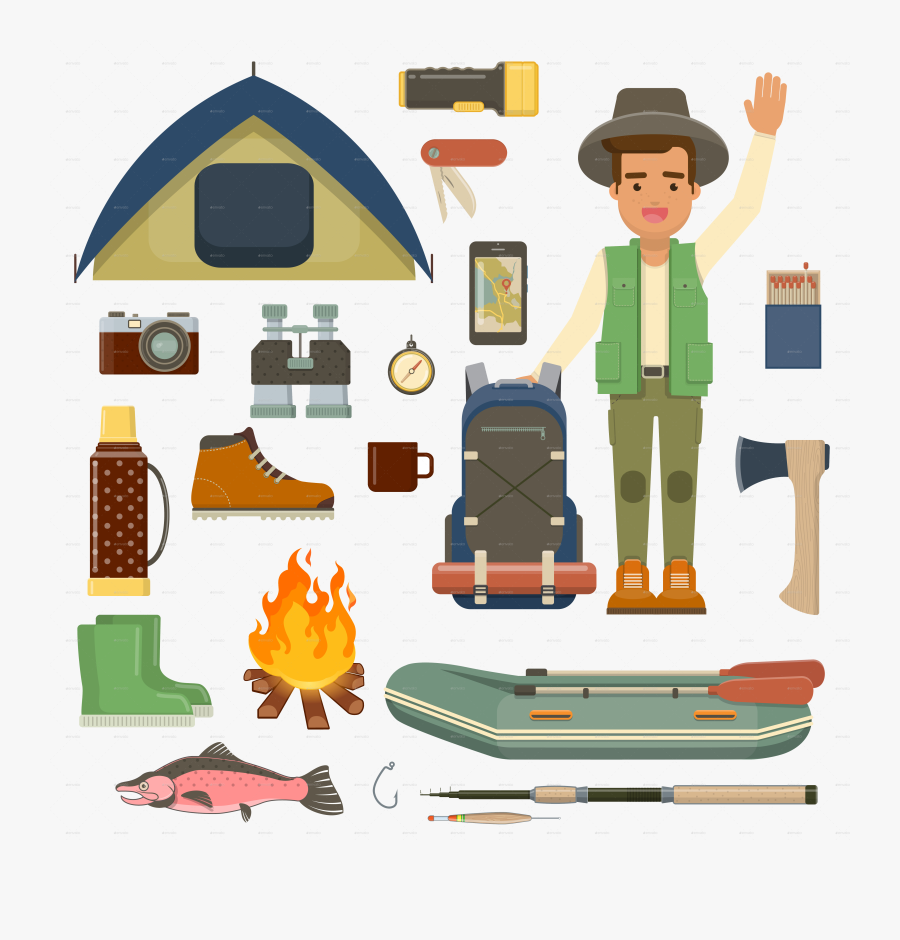 Men Camping Clothes Clip Art, Transparent Clipart