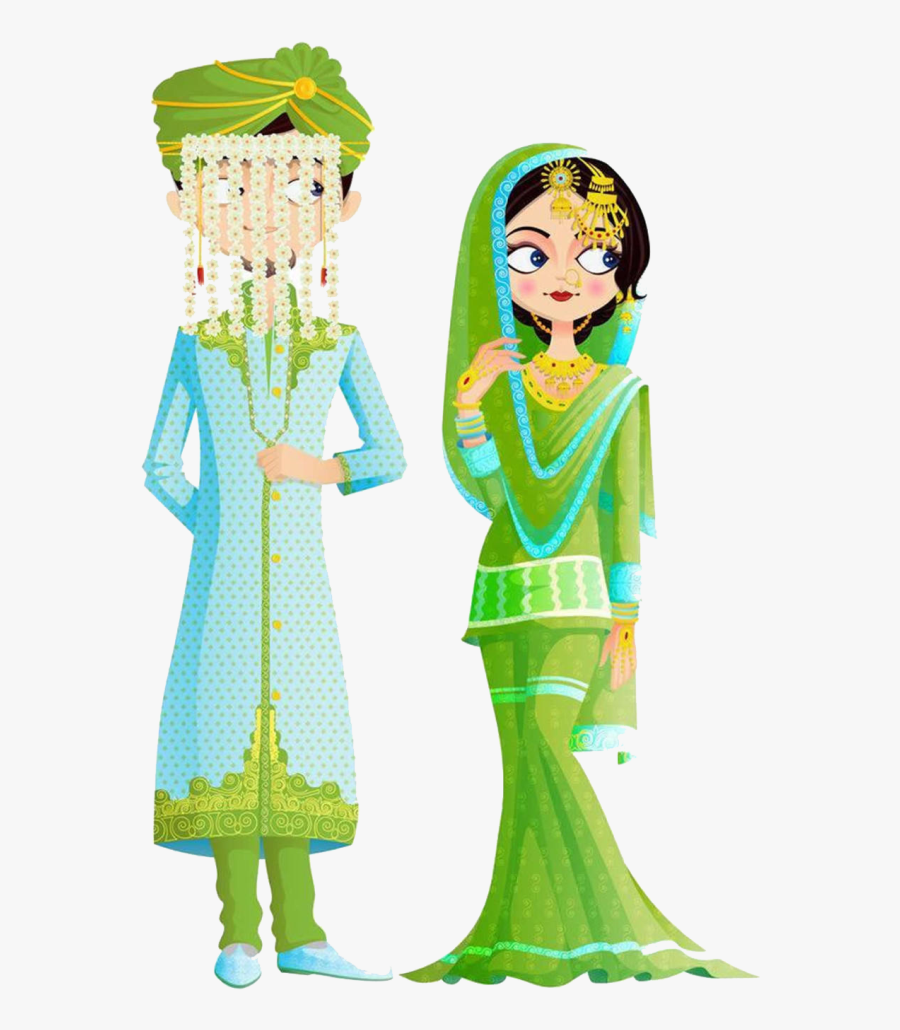 Muslim Bride And Groom Cartoon, Transparent Clipart