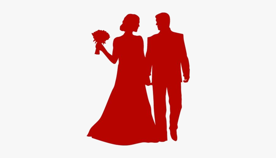Wedding Couple Red Clipart Png - Free Vector Wedding Silhouette, Transparent Clipart