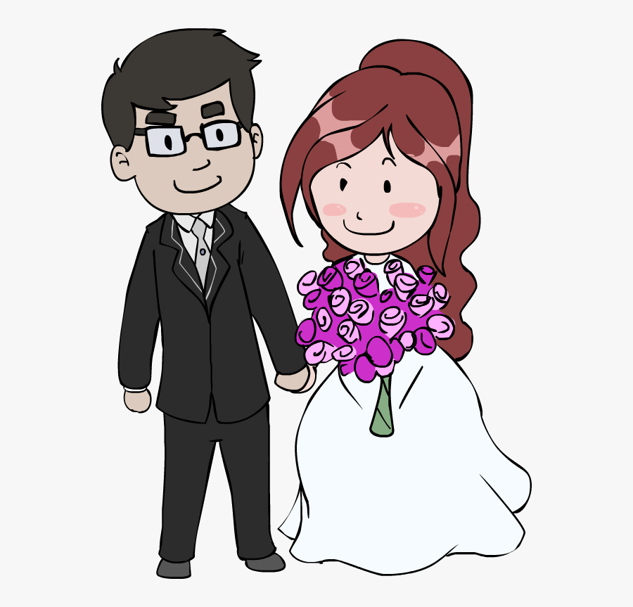 Clip Art Cartoon Wedding Couple - Married Couple Cartoon Drawing, Transparent Clipart