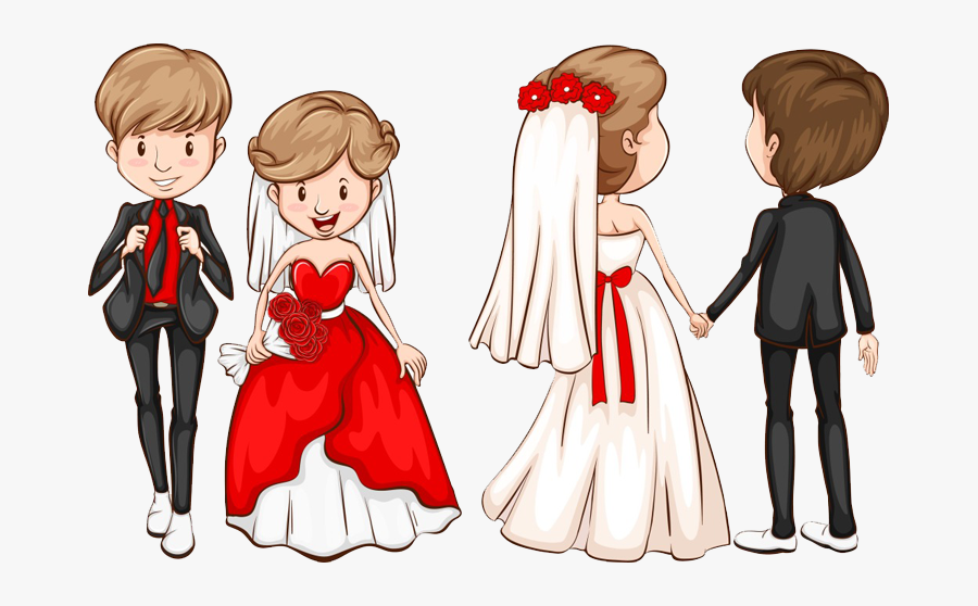 Transparent Grooming Clipart - Wedding Couple Cartoon Png, Transparent Clipart