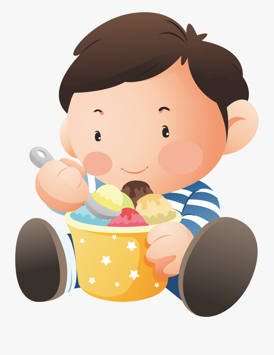 Clip Art Baby Eating Chocolate - Cartoon Ice Cream Eating, Transparent Clipart