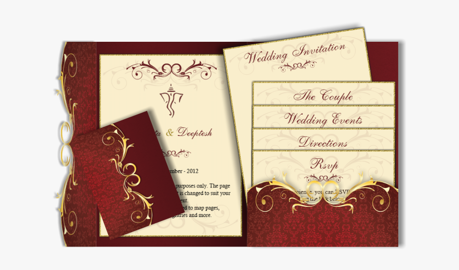 Clip Art Email Card Pocket Fold - Wedding Cards Designs Hindu, Transparent Clipart