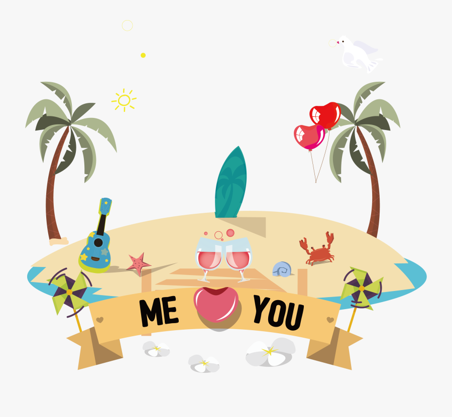 Wedding Invitation Beach Couple Clip Art - Beach Couple Clipart, Transparent Clipart