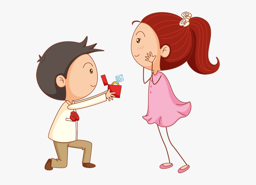 Clip Art Man Give Ring To - Propose Day Cartoon, Transparent Clipart