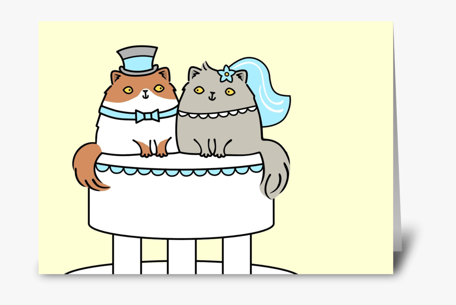 Kitty Cat Wedding Couple Greeting Card - Free Couple Cartoon Cat Wedding, Transparent Clipart