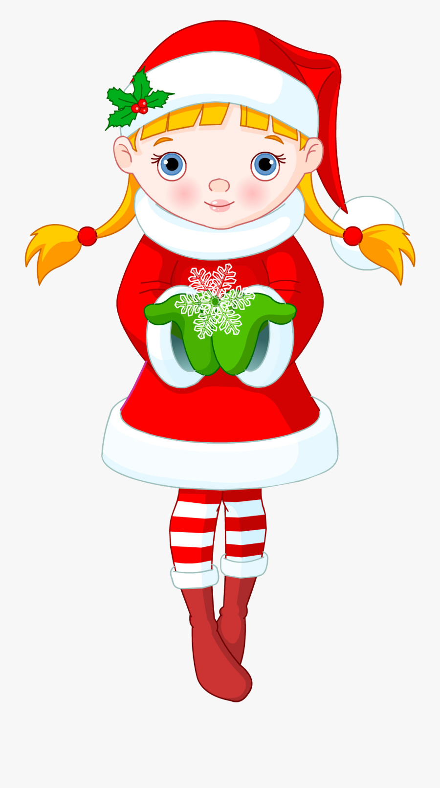 Girl Christmas Transparent Cartoon Clipart , Png Download - Little Girl Christmas Clipart, Transparent Clipart