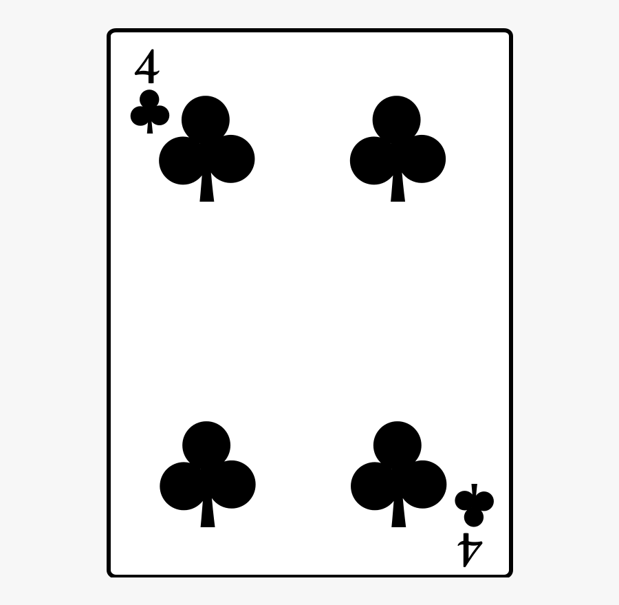 4 Of Clubs - 4 Of Clubs Card, Transparent Clipart