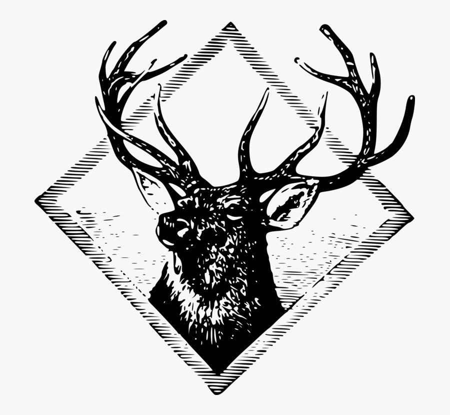 Elk,head,blackandwhite - Logo Rusa Vector, Transparent Clipart