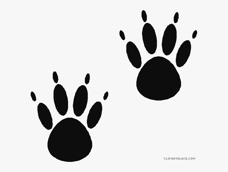 Bear Paw Print Animal Free Black White Clipart Images - Mouse Paw Prints, Transparent Clipart